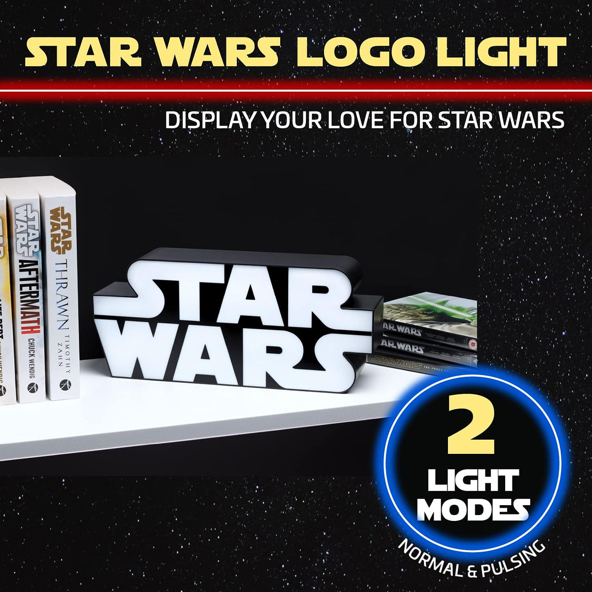Star Wars Iconic Logo Light - Officially Licensed Merchandise and Memorabilia, Gift, Room Accessory, Desk Lamp